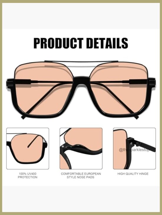 Square Oversized Aviator Sunglasses Retro Double Bridge UV Protection Shades main image 7